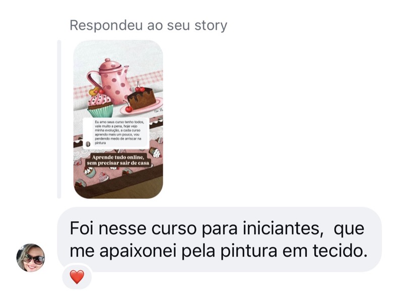 Depoimento de aluna: foi nesse curso para iniciantes que me apaixonei pela pintura em tecido